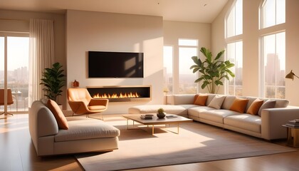 Fototapeta premium Photo interior modern design room 3d illustration