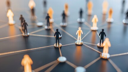 Network of human figures interconnected by bright lines.