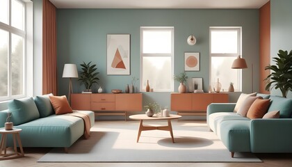 Fototapeta premium Photo interior modern design room 3d illustration