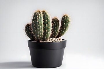 Desert cactus plant in pot background, Ai Generated