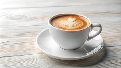 cappuccino coffee in a white mug on a white background
