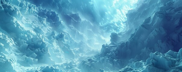 Fototapeta premium Underwater Ice Cave with Sunlight Streaming Through