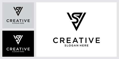 VS or SV initial letter logo design vector