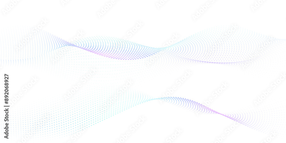 Wall mural flowing particles form waves, a gradient light pattern. modern technology background vector illustra
