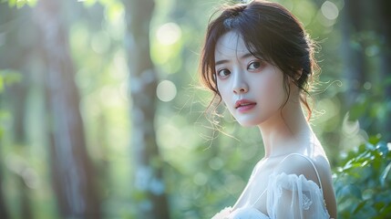 Generative AI: Joyful Asian Woman in Summer