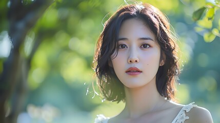 Generative AI: Radiant Asian Beauty in Summer