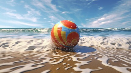 Obraz premium Beach Ball on the Sandy Shore