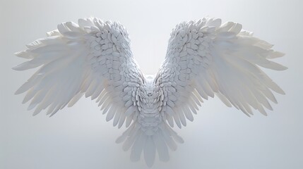 Fototapeta premium White Angel Wings on White Background