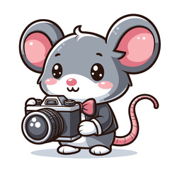 Naklejka premium A mouse with a camera Adobe Illustrator Artwork
