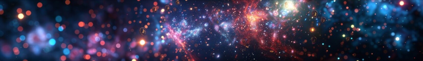Fototapeta premium Blockchain Cosmos: A Galactic Scene Where Blockchain Transactions Form the Architecture of Galaxies and Galaxy Clusters