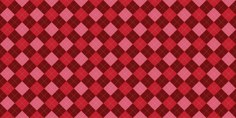 Argyle plaid seamless pattern red and pink background graphic illustration. Valentine's day theme concept seamless background.