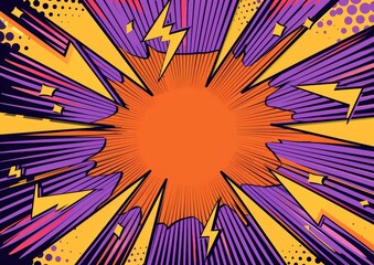 Fototapeta premium A vibrant comic-style background with bold lightning flashes and thunder effects