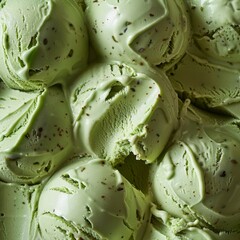 Obraz premium Pistachio Ice Cream Close-up: A Delectable Dive into Creamy, Nutty Flavors in a Frozen Treat