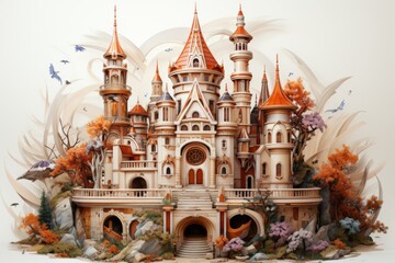 Obraz premium A Whimsical Castle Amidst Autumnal Hues