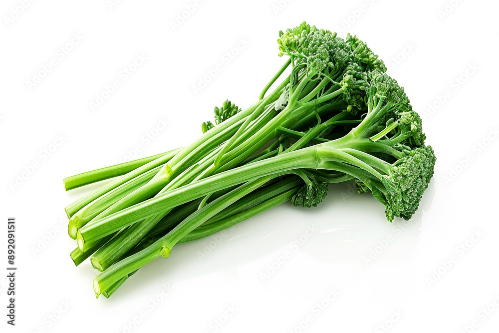 Wall mural fresh green bunch of broccoli isolated on white background. healthy vegan food.