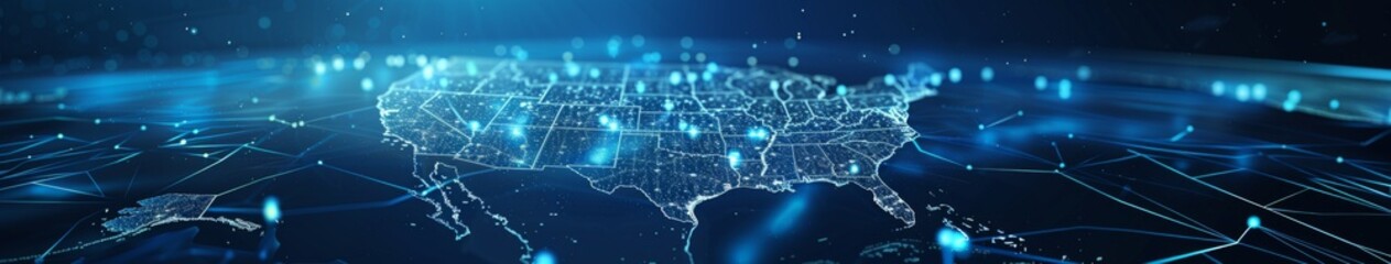 Fototapeta premium Digital Fortress: The United States Cybersecurity Network, A Shielded Map of America with Secure Communication Channels for a Safe and Protected Digital Environment.