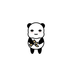 Cute Panda on White Background in Simple Drawing Line.