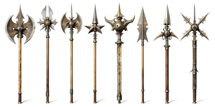 Ancient halberds isolated on white Generative By AI