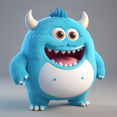 Fototapeta premium simple 3D fat cubby colorful monster character isolated in bright background