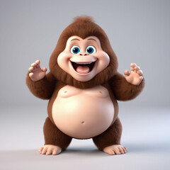 Fototapeta premium funny cute 3D fat baboon monkey apes, standing isolated in clean clear background