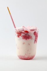 strawberry milkshake with marshmallow topping