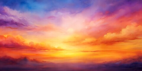 Obraz premium abstract colorful pastel watercolor background sunset sky orange purple AI-Created Content