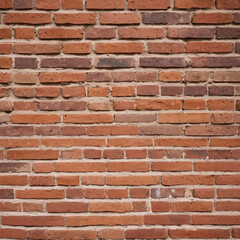 Orange brown red brick wall. Texture of old dark brown and red brick wall.