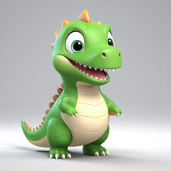 Fototapeta premium cute adorable 3D fat cubby dinosaur character, simple 3D render of dinosaur, isolated in light background