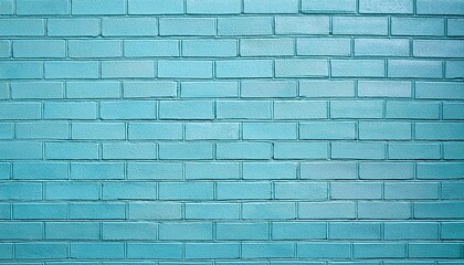 Obraz premium 水色に塗られたレンガの壁の背景画像（Background image of a light blue painted brick wall texture.） 