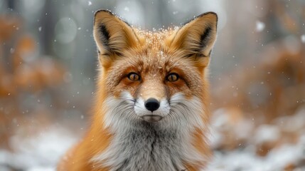 Obraz premium Captivating Close-up of Red Fox Gazing Directly at the Camera