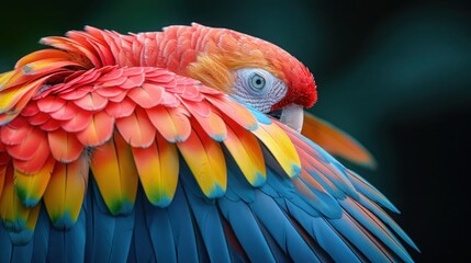Obraz premium Vibrant Exotic Bird Feathers Against Colorful Background