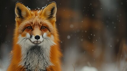 Fototapeta premium Captivating Close-up of Red Fox Gazing Directly at the Camera