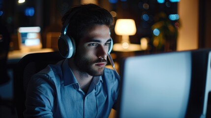 Modern Customer Service Representative in Action, Engaging in Digital Marketing Activities