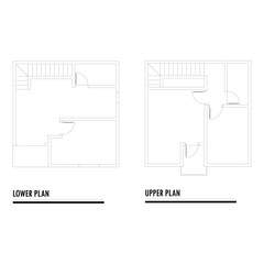 Black and White floor plan of a modern unfurnished house for your design. Suburban house vector blueprint. Architectural background	