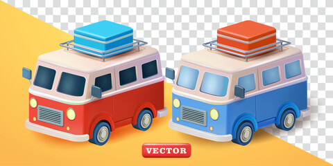 Camper Van, 3d vector. Suitable for traveling, holidays and design elements