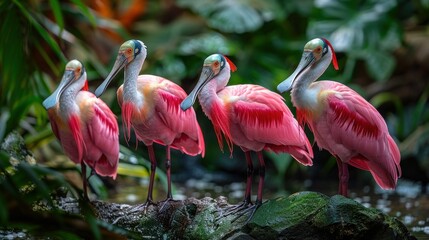 Roseate Spoonbill Platalea ajaja, a Gregarious Wading Bird of the Threskiornithidae Family, Resident Breeder in South and North America