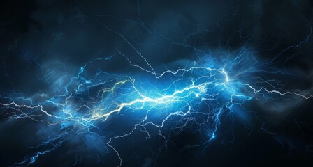 Fototapeta premium Sizzling Thunderbolts: A Dramatic Display of Lightning Against a Black Canvas
