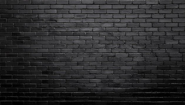 黒色に塗られたレンガの壁の背景画像（Background image of a black painted brick wall texture.）

