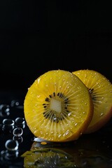 Mystic photo of Yellow Kiwi, isolated on black background