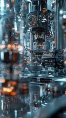 Fototapeta premium Industrial 4.0 Integration: Seamless Digital Interconnection of Mechanical Equipment and Smart Interfaces for Advanced Automation