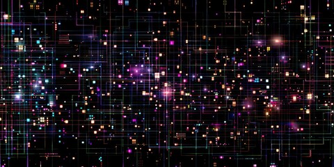 Obraz premium Insight Matrix: A Data-Driven Grid Overflowing with Points, Algorithms, and Visualizations