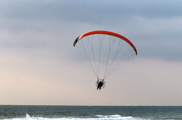 Flying on a wing over the Mediterranean Sea
