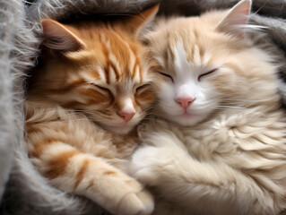 Fototapeta premium two cats cuddling closely 