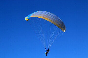 Flying on a wing over the Mediterranean Sea