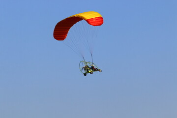 Flying on a wing over the Mediterranean Sea
