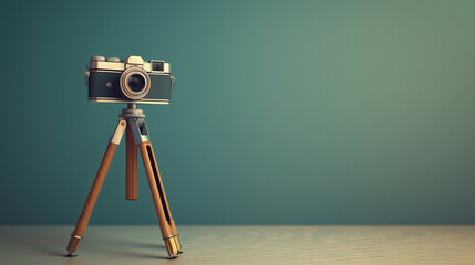 modern digital camera on tripod stand, professional photography camera 