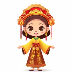 Embrace the cultural diversity of Southeast Asia with this animated girl in traditional attire, showcasing national outfits and cultural heritage through vibrant colors , Ai generative