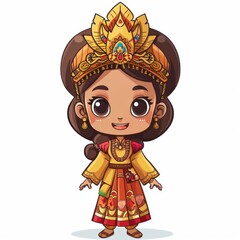 Embrace the cultural diversity of Southeast Asia with this animated girl in traditional attire, showcasing national outfits and cultural heritage through vibrant colors , Ai generative