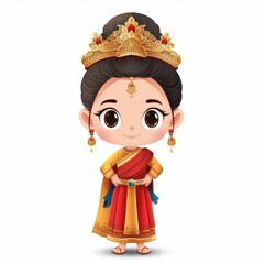 Embrace the cultural diversity of Southeast Asia with this animated girl in traditional attire, showcasing national outfits and cultural heritage through vibrant colors , Ai generative