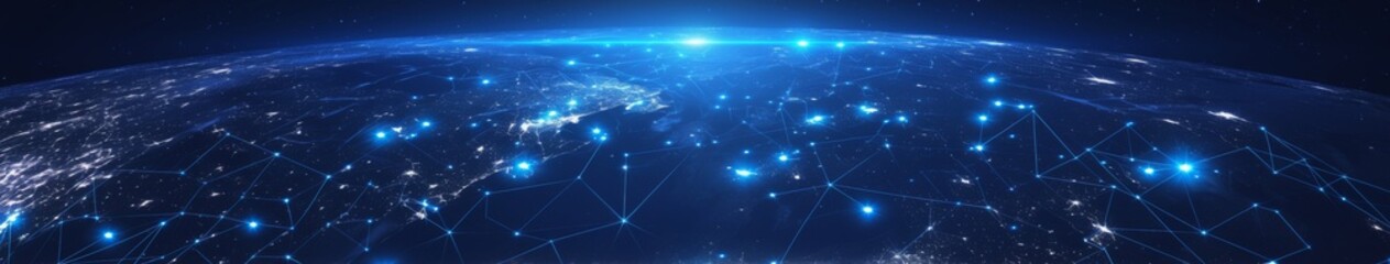 Obraz premium Data Flow Dynamics: A Visual Symphony of Network Nodes Spanning States, Major U.S. Cities Connected by Pulsating Digital Highways.